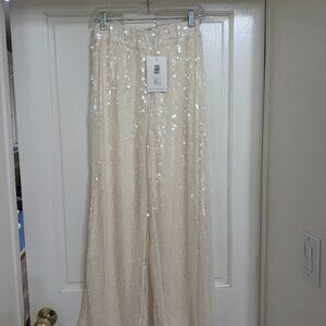 NEW with Tags The Noli Shop Cream/Off White Sequin pants sz S